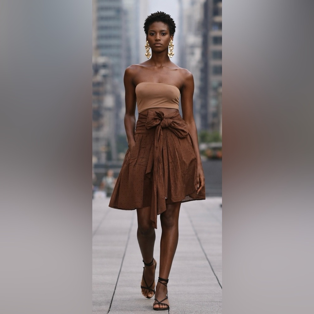INC International Concepts Brown A-Line Skirt with Bow – Size 2P (Vintage)
